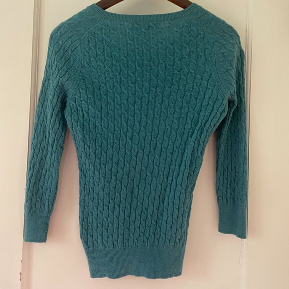 Banana Republic Cashmere sweater in Teal, Cable Knit XS Petite - Picture 3 of 9